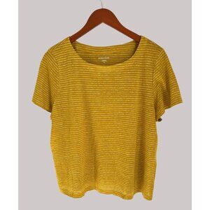 Eileen Fisher Organic Linen Tee Short Sleeve Preppy Minimalistic Size Large